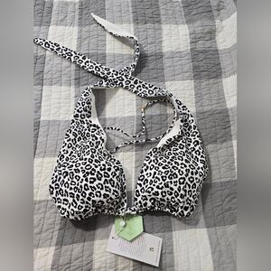 BuffBunny Black and White Leopard Bikini Top
